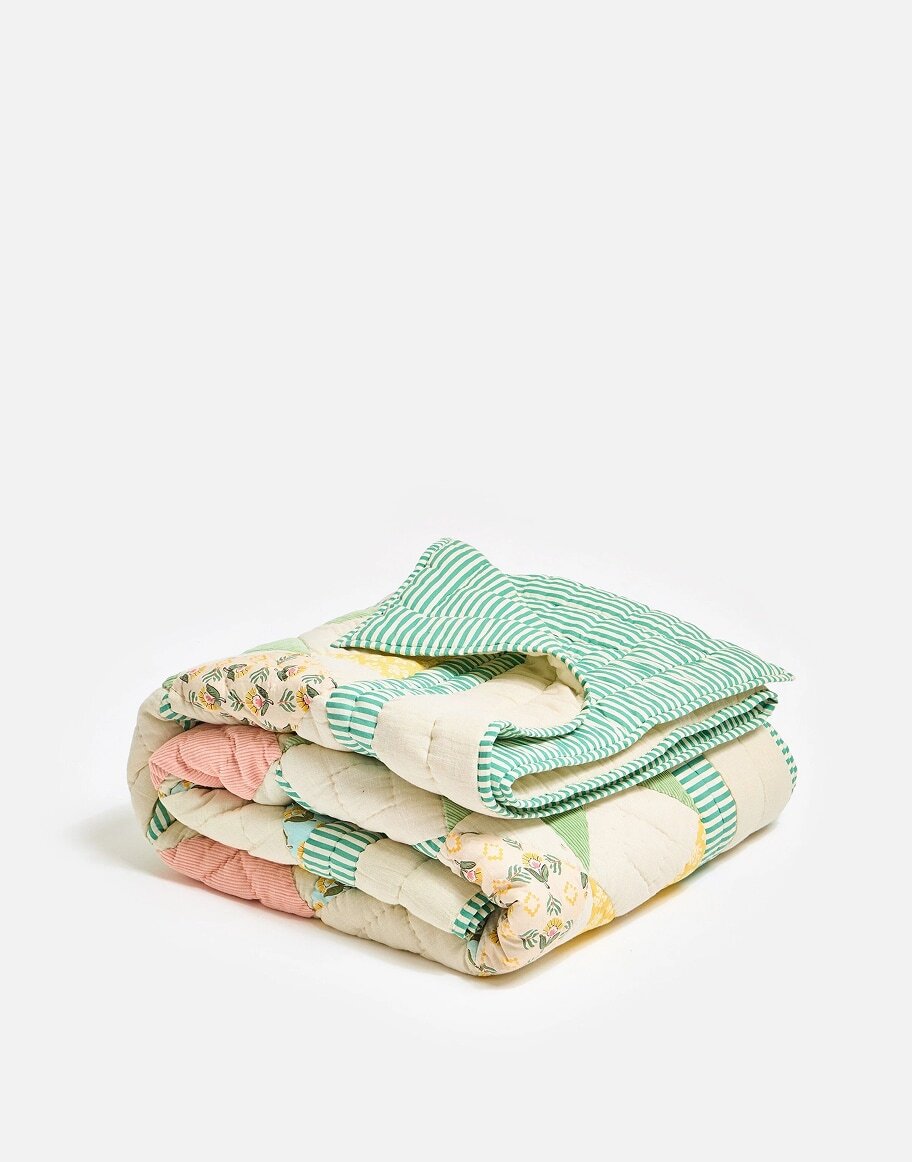 Patchwork Diamond Pastel Multicolour Quilt